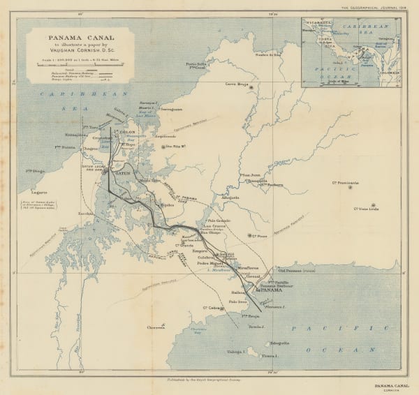 Royal Geographical Society (RGS), Panama Canal to illustrate a paper by Vaughan Cornish, 1914