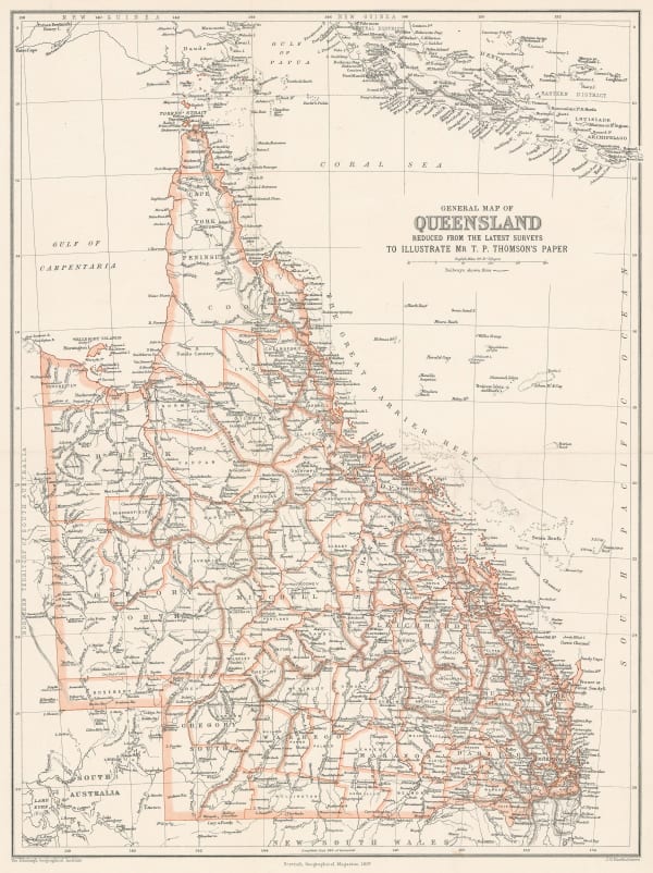 Scottish Geographical Society (SGS), General Map of Queensland, 1897