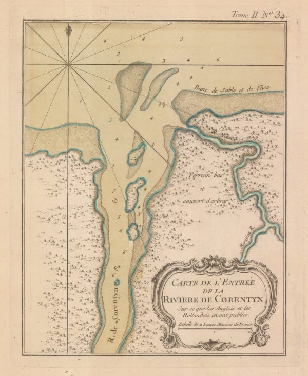 Jacques-Nicolas Bellin, Chart of the mouth of the Courantyne River, 1764