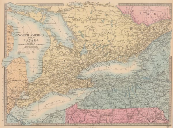 Society for the Diffusion of Useful Knowledge (SDUK), Southern Ontario with parts of New York, Pennsylvania, and Michigan, 1875