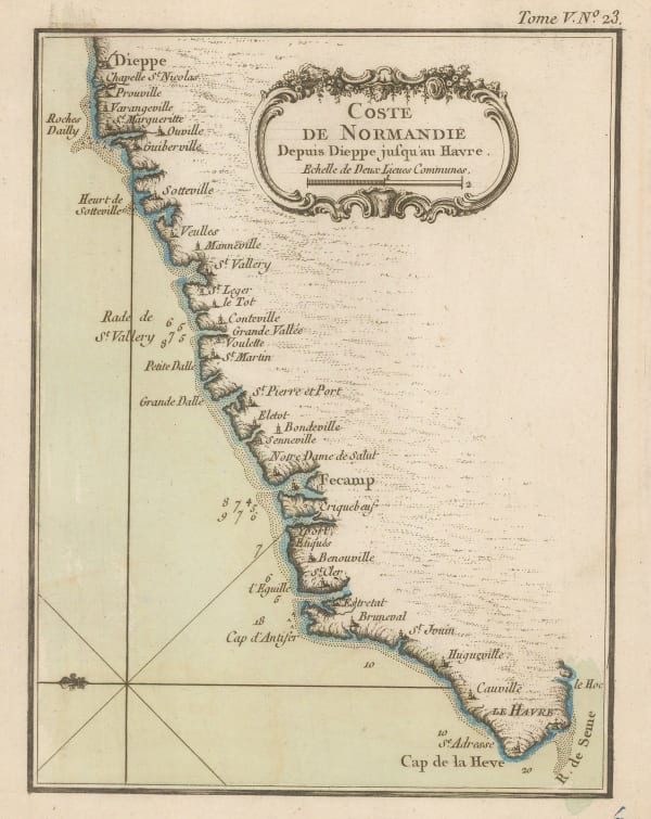 Jacques-Nicolas Bellin, Coast of Normandy from Dieppe to Le Havre, 1764