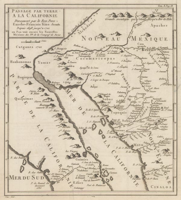 Eusebio Francisco Kino, Late French rendition of the important map by Eusebio Kino, 1785 c.