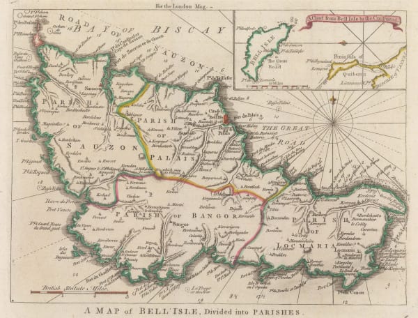 London Magazine, A Map of Bell'Isle, 1761
