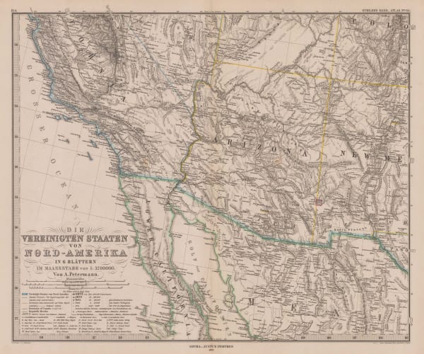 Justus Perthes, Southern California and Nevada, Arizona and western New Mexico, 1877