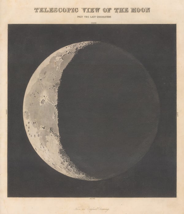 Duncan Bradford, Telescopic View of the Moon, Past the Last Quadrature, 1837 c.