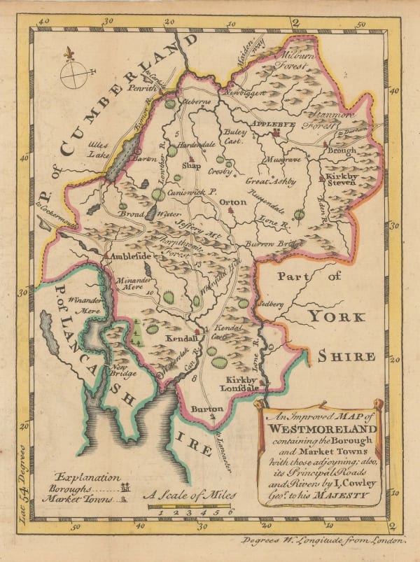 John Cowley, An Improved Map of Westmoreland, 1744