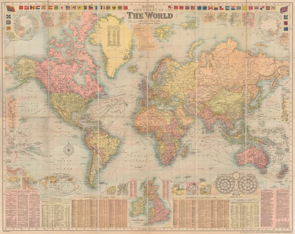 George W. Bacon, New Chart of the World, 1907 c.