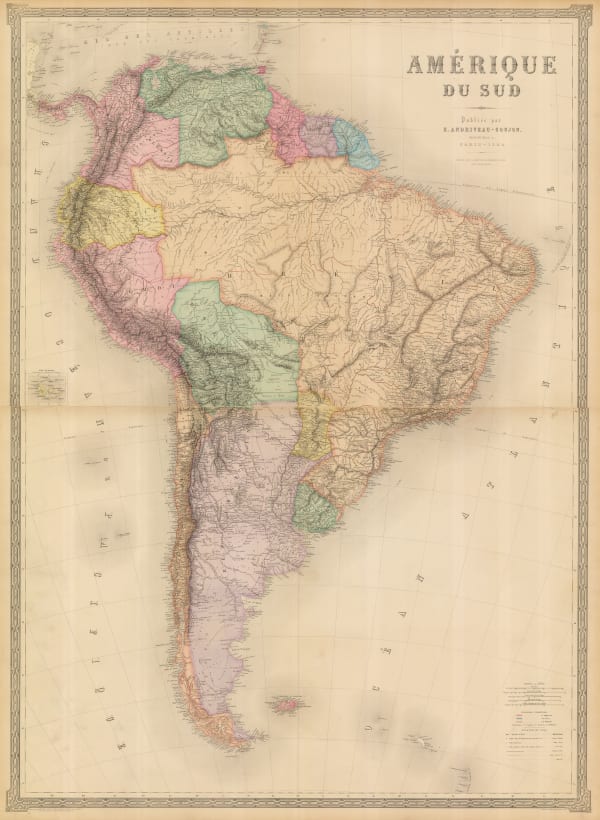 Eugène Andriveau-Goujon, Wall map of South America, 1884