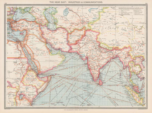 George Philip & Son Ltd., The Near East: Industries and Communications, 1910 c.