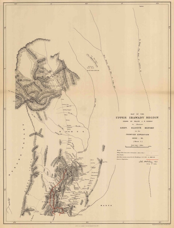 Royal Geographical Society (RGS), Map of the Upper Irawady Region, 1892