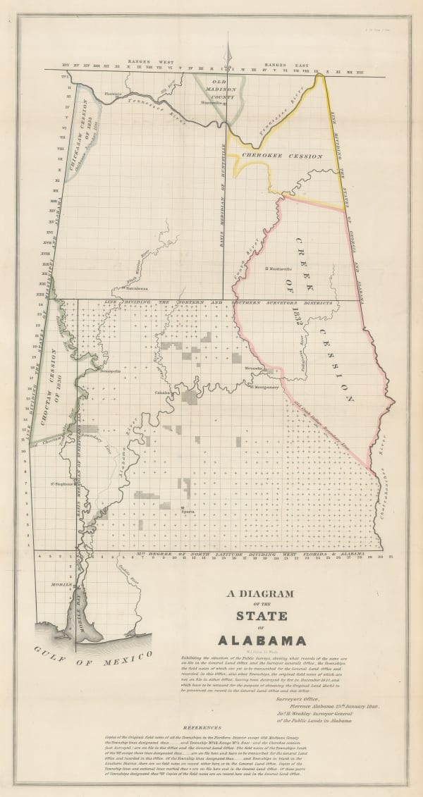 James Harvey Weakley, A Diagram of the State of Alabama, 1840