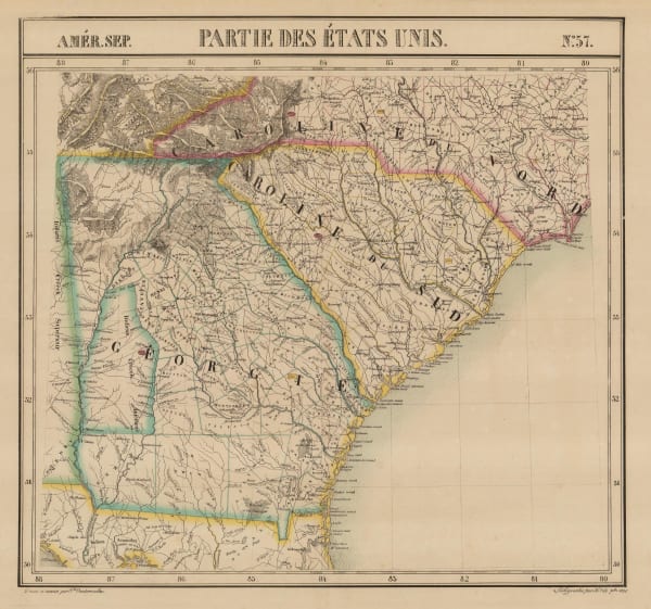 Philippe Vandermaelen, North and South Caroline and Georgia, 1827