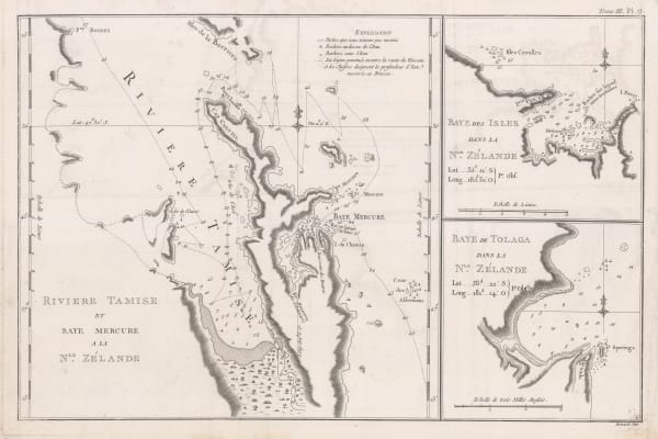 Capt. James Cook, River Thames and Mercury Bay | Bay of Islands | Tolaga Bay in New Zealand, 1774
