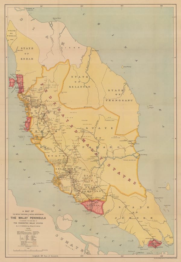 Edward Stanford, A Map of the British Territories in Malaysia, 1909