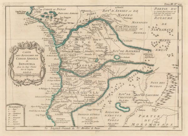 Jacques-Nicolas Bellin, Kingdoms of Congo & Angola, 1764