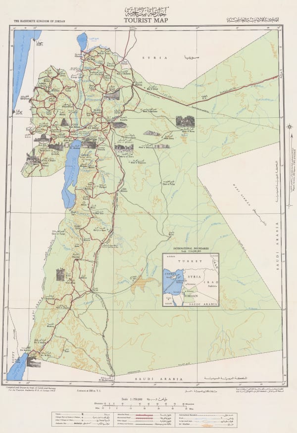 Tourism Authority H.K. of Jordan, The Hashemite Kingdom of Jordan Tourist Map | المملكة الاردنية الهاشمية, 1955