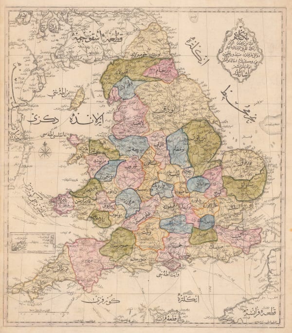 Mahmoud Raif Efendi, Rare Ottoman Map of England & Wales, 1804