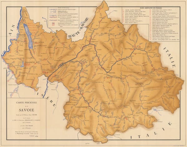 Louis Léger, Fishing Map of Savoie, 1945 (c.)