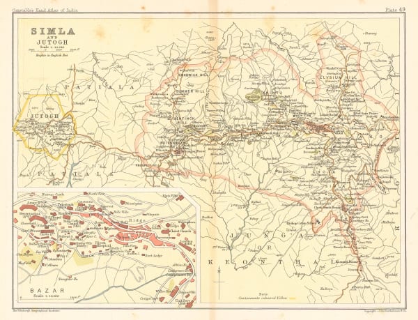 J.G. Bartholomew, Shimla and environs, 1893