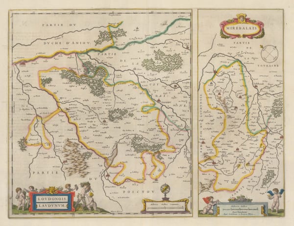 Willem & Jan Blaeu, Loudun and Mirebeau, 1650