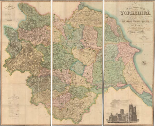 Henry Teesdale, Wall Map of Yorkshire, 1828