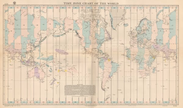 United States Hydrographic Office, Time Zone Chart of the World, 1944
