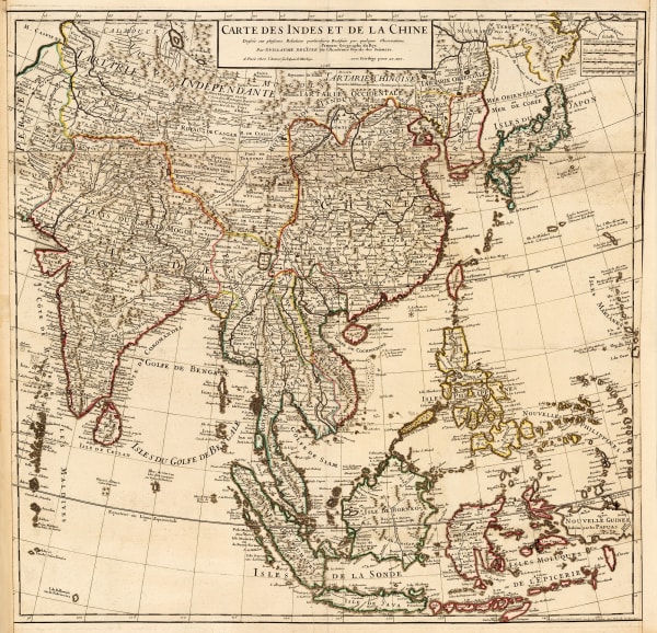 Philippe Buache, India, China and the East Indies, 1745