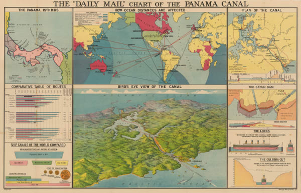 George Philip & Son Ltd., Chart of the Panama Canal, 1914 c.
