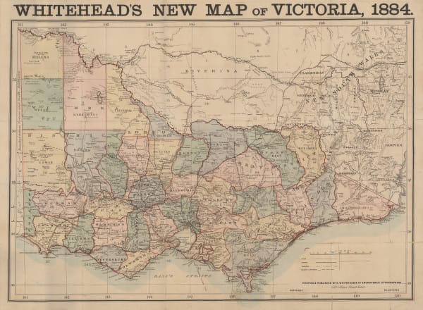 E. Whitehead, Whitehead's New Map of Victoria, 1884