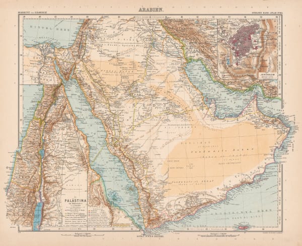 Justus Perthes, Arabia, Palestine & Jerusalem, 1905