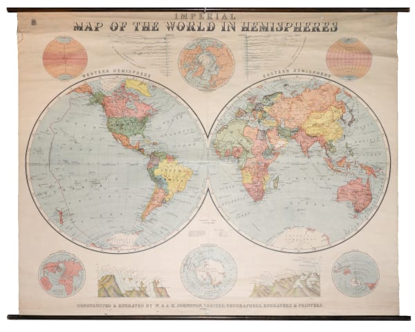 W. & A.K. Johnston, Imperial Map of the World in Hemispheres, 1930 c.