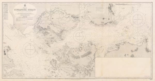 British Admiralty, Singapore Strait Sea Chart, 1927