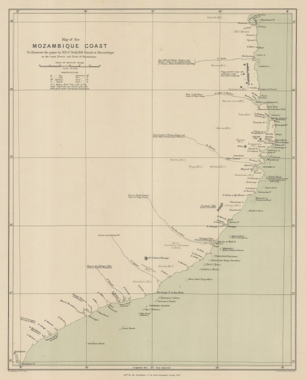 Royal Geographical Society (RGS), Map of the Mozambique Coast, 1882