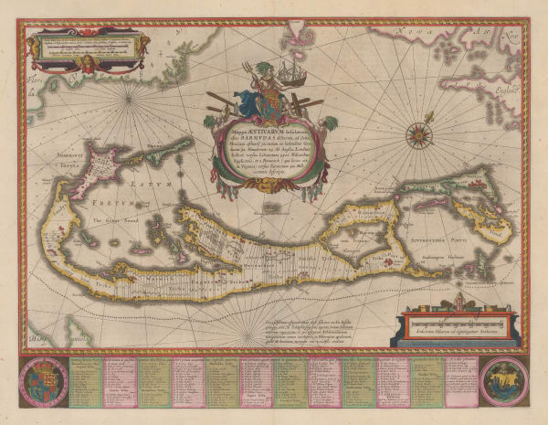 Willem & Jan Blaeu, Bermuda showing place names & plantation divisions, 1662
