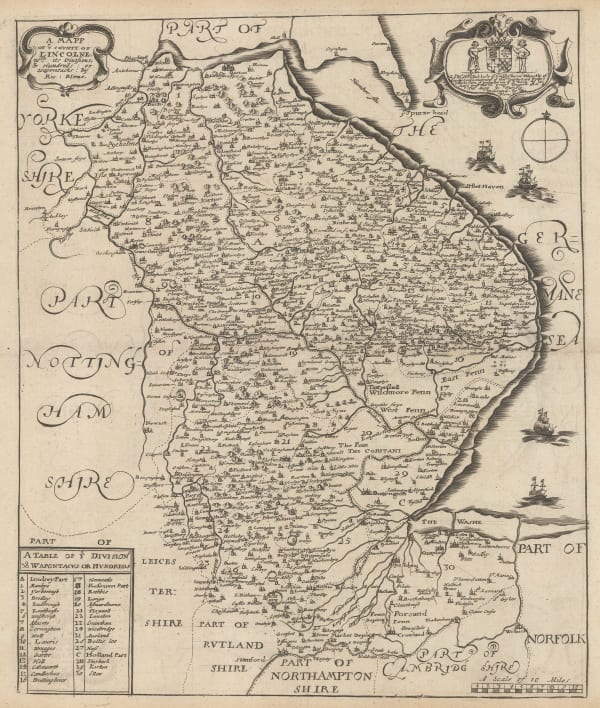 Richard Blome, A Mapp of ye County Lincolne, 1673