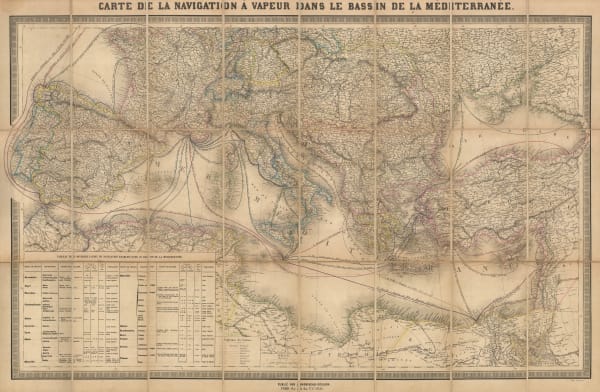 Andriveau-Goujon, Mediterranean Steamship Routes, 1851