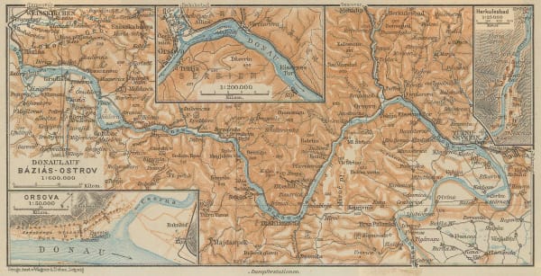 Karl Baedeker, Danube River in Serbia & Romania, 1890 c.