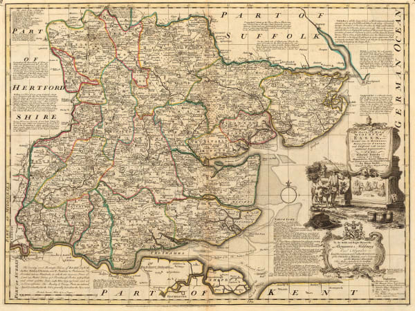 Emanuel Bowen, An Accurate Map of the County of Essex, 1760 c.