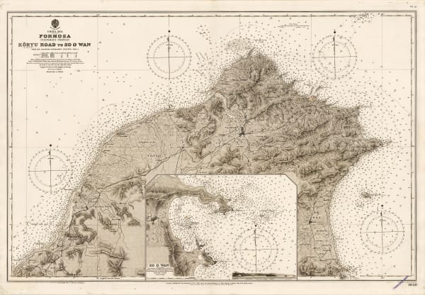 British Admiralty, Rare and detailed chart of northern Taiwan (Formosa), 1923