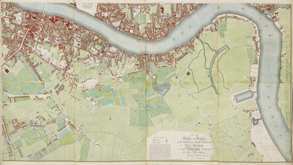 Richard Horwood, Southwark, Bermondsey, Rotherhithe & Wapping, 1799