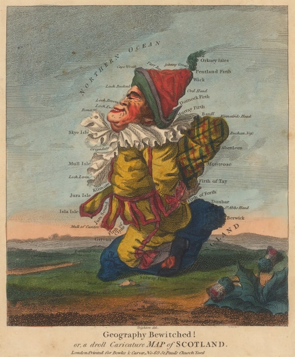 Robert Dighton, Geography Bewitched! or, a droll Caricature Map of Scotland, 1797