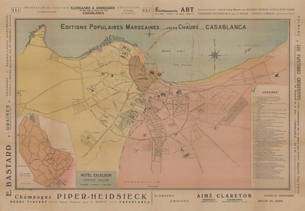 Jules Chaure, Tourist Map of Casablanca, Morocco, 1920 c.