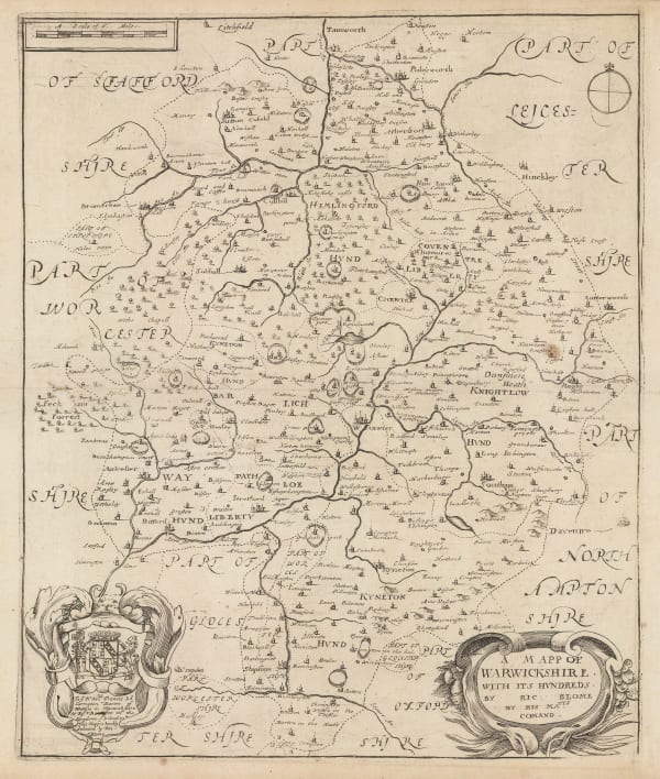 Richard Blome, A Mapp of Warwickshire with its Hundreds, 1673