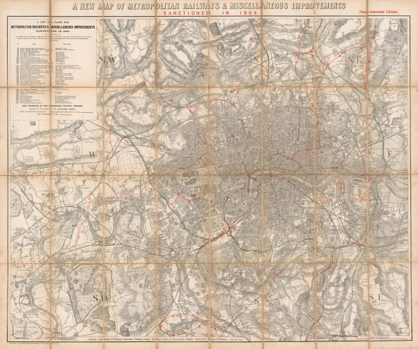 Edward Stanford, A New Map of Metropolitan Railways Sanctioned in 1864, 1864