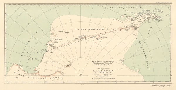 Royal Geographical Society (RGS), Map to illustrate the paper on the "First Crossing of Antarctica", 1937
