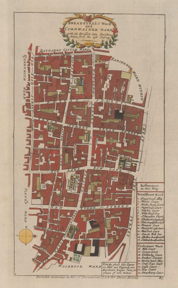 John Stow, Breadstreet Ward and Cordwainer Ward, 1754