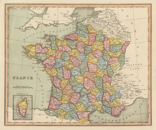 George Ellis, France divided into departments, 1819 c.