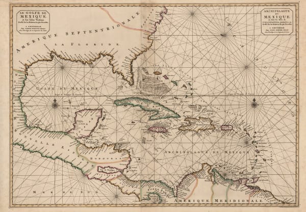 Pierre Mortier, Rare chart of the Gulf of Mexico and the West Indies, 1696
