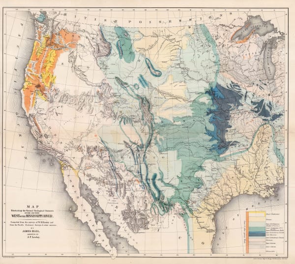 James Hall, Map Illustrating the General Geological features of the Country West of the Mississippi River, 1857