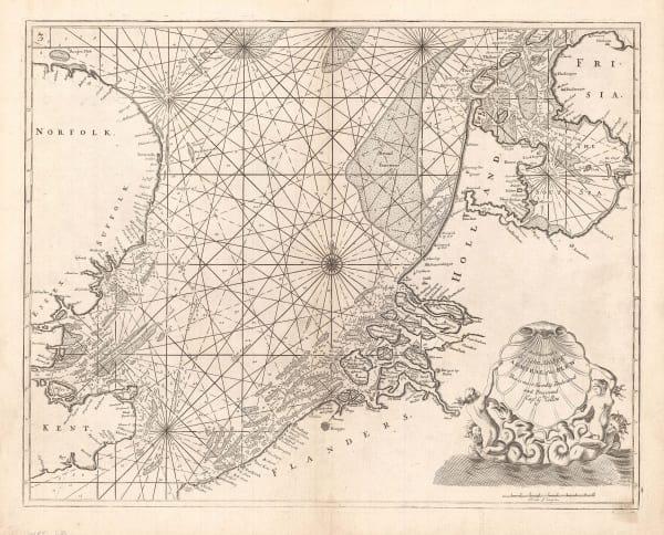 Capt. Greenvile Collins, English Sea Chart of the North Sea, 1785